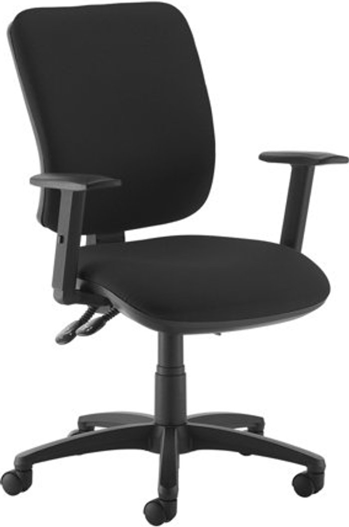 Office Monster | Senza Senza High fabric back operator chair with adjustable arms - black Senza Senza High fabric back operator chair with adjustable arms - black