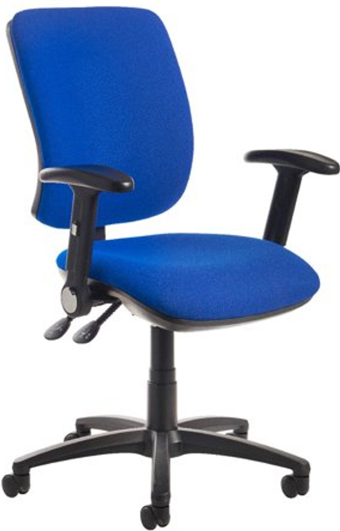 Office Monster | Senza Senza High fabric back operator chair with folding arms - blue Senza Senza High fabric back operator chair with folding arms - blue