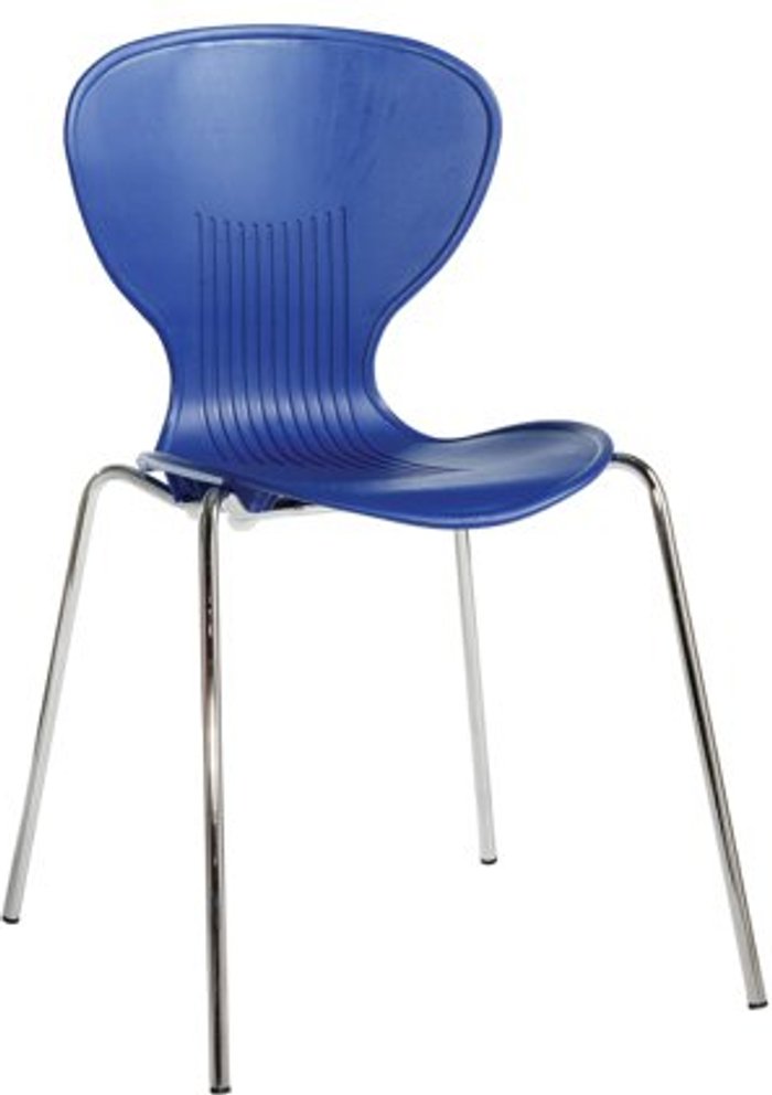 Office Monster | Sienna Sienna one piece shell chair with chrome legs (pack of 4) - blue Sienna Sienna one piece shell chair with chrome legs (pack of 4) - blue