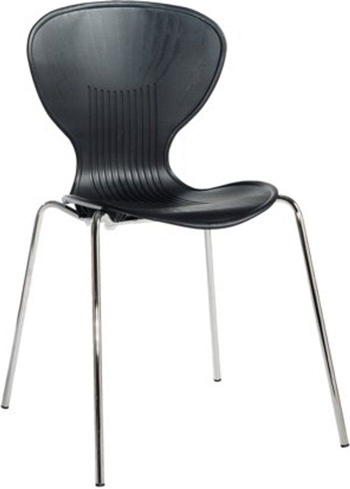 Office Monster | Sienna Sienna one piece shell chair with chrome legs (pack of 4) - black Sienna Sienna one piece shell chair with chrome legs (pack of 4) - black