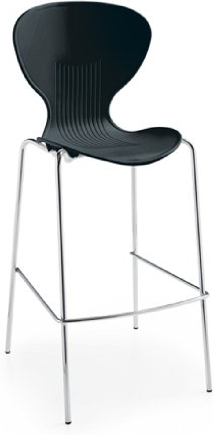 Office Monster | Sienna Sienna one piece stool with chrome legs (pack of 2) - black Sienna Sienna one piece stool with chrome legs (pack of 2) - black