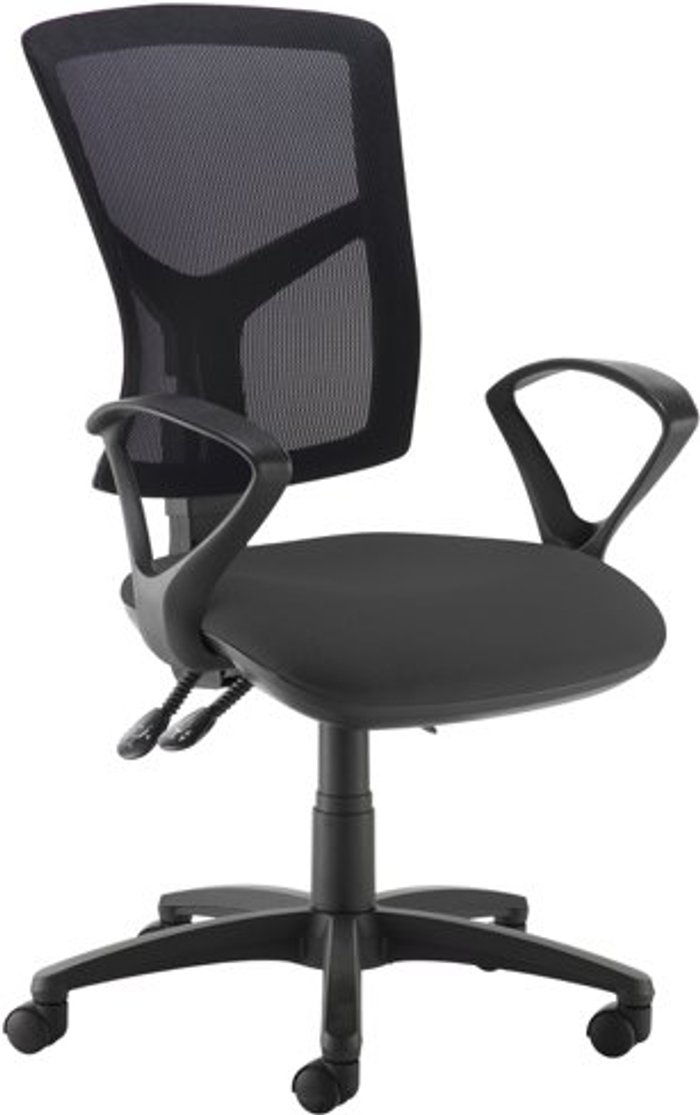 Office Monster | Senza Senza mesh back operator chair with fixed arms - black Senza Senza mesh back operator chair with fixed arms - black