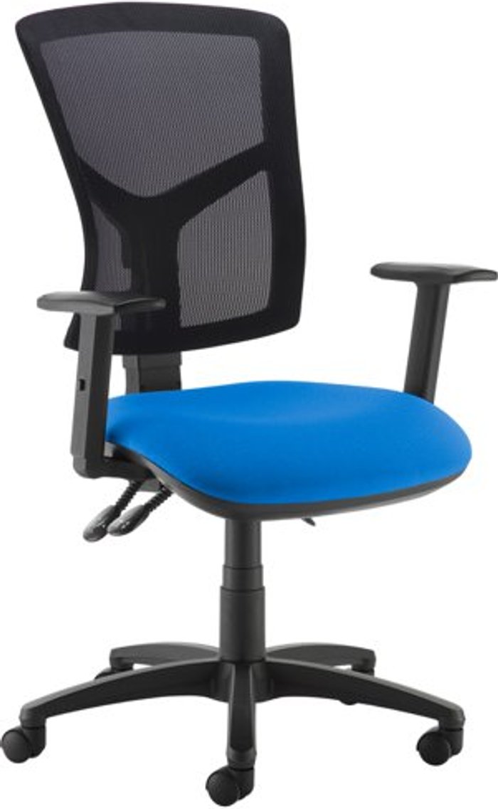 Office Monster | Senza Senza mesh back operator chair with adjustable arms - blue Senza Senza mesh back operator chair with adjustable arms - blue