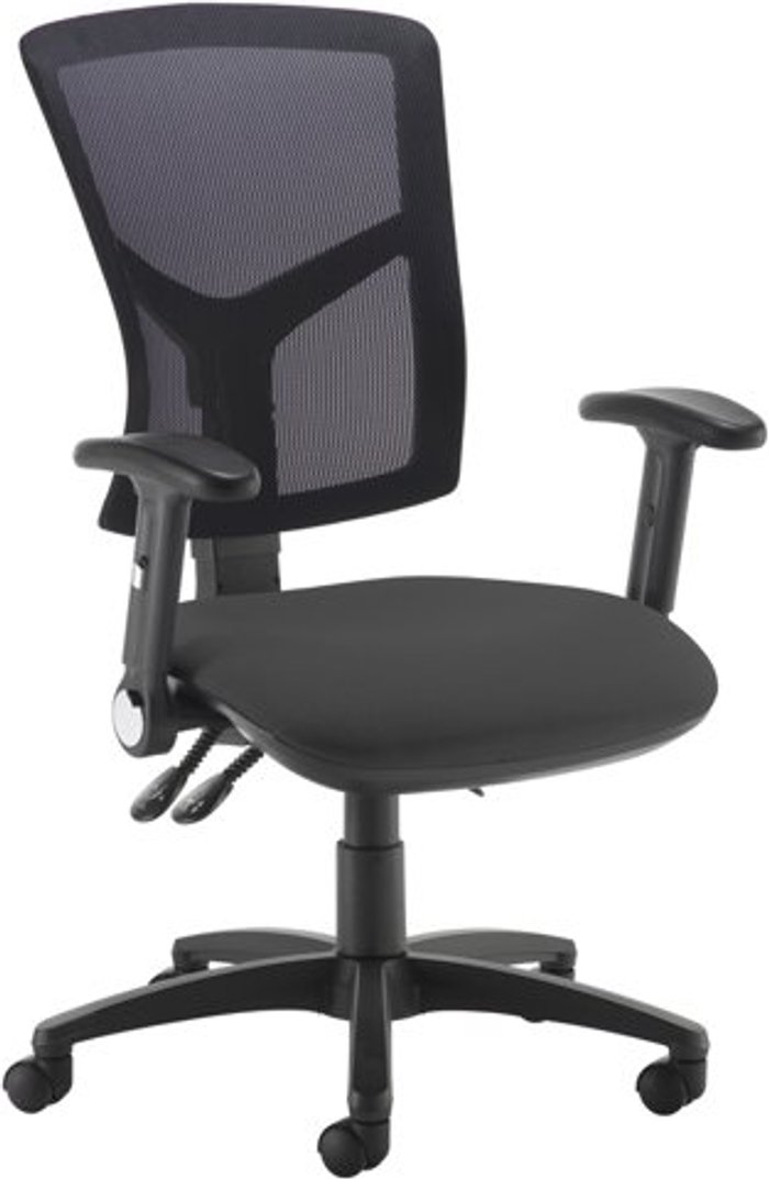 Office Monster | Senza Senza mesh back operator chair with folding arms - black Senza Senza mesh back operator chair with folding arms - black