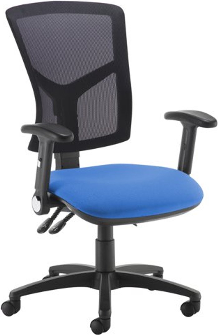 Office Monster | Senza Senza mesh back operator chair with folding arms - blue Senza Senza mesh back operator chair with folding arms - blue