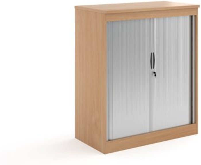 Office Monster | Systems Systems horizontal tambour door cupboard 1200mm high - beech Systems Systems horizontal tambour door cupboard 1200mm high - beech