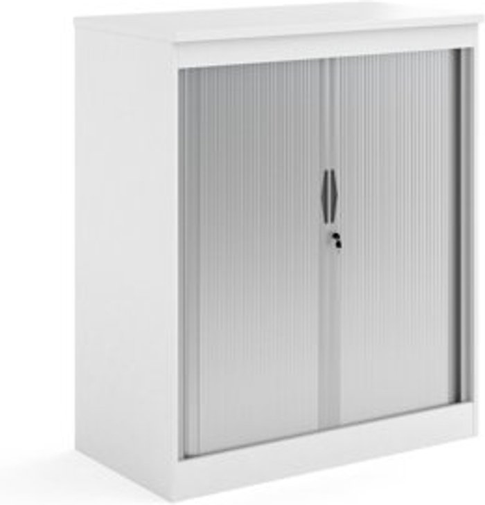 Office Monster | Systems Systems horizontal tambour door cupboard 1200mm high - white Systems Systems horizontal tambour door cupboard 1200mm high - white