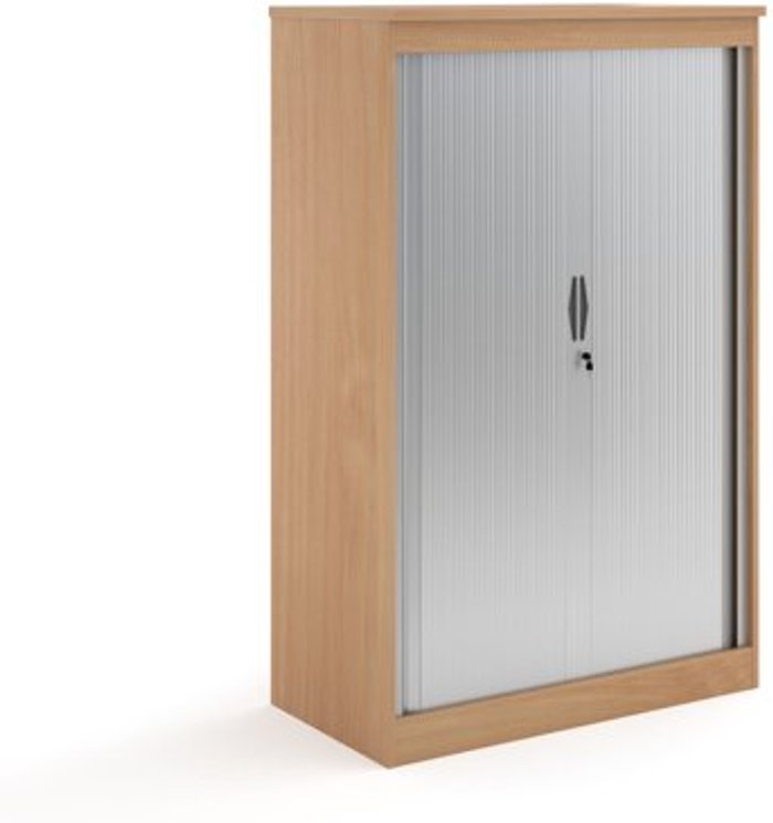 Office Monster | Systems Systems horizontal tambour door cupboard 1600mm high - beech Systems Systems horizontal tambour door cupboard 1600mm high - beech