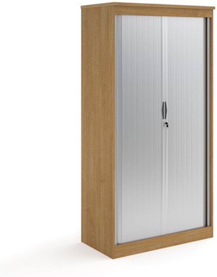 Office Monster | Systems Systems horizontal tambour door cupboard 2000mm high - oak Systems Systems horizontal tambour door cupboard 2000mm high - oak