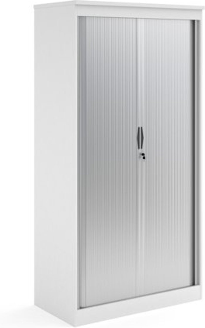 Office Monster | Systems Systems horizontal tambour door cupboard 2000mm high - white Systems Systems horizontal tambour door cupboard 2000mm high - white