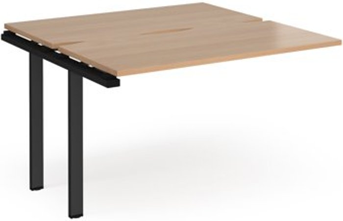 Office Monster | Adapt Bench Desk | Add On Rectangular Desk 1200mm With Sliding Tops | Beech Tops With Black Frames | 1200mm Depth | Adapt Adapt Bench Desk | Add On Rectangular Desk 1200mm With Sliding Tops | Beech Tops With Black Frames | 1200mm Depth | Adapt