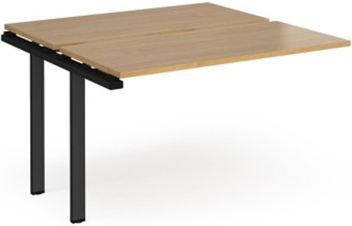 Office Monster | Adapt Bench Desk | Add On Rectangular Desk 1200mm With Sliding Tops | Oak Tops With Black Frames | 1200mm Depth | Adapt Adapt Bench Desk | Add On Rectangular Desk 1200mm With Sliding Tops | Oak Tops With Black Frames | 1200mm Depth | Adapt