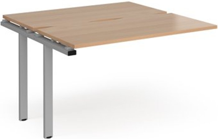 Office Monster | Adapt Bench Desk | Add On Rectangular Desk 1200mm With Sliding Tops | Beech Tops With Silver Frames | 1200mm Depth | Adapt Adapt Bench Desk | Add On Rectangular Desk 1200mm With Sliding Tops | Beech Tops With Silver Frames | 1200mm Depth | Adapt