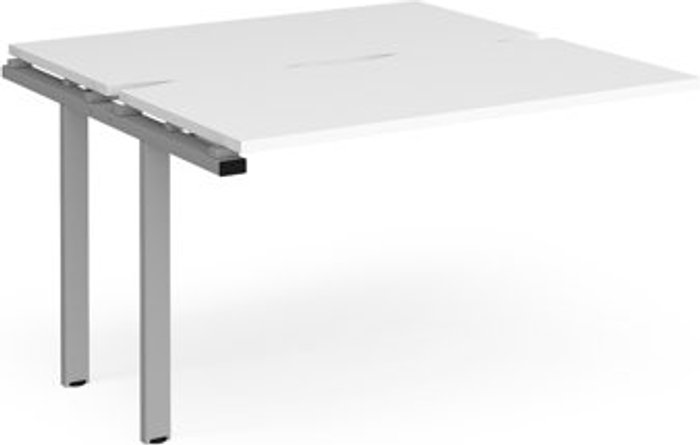 Office Monster | Adapt Bench Desk | Add On Rectangular Desk 1200mm With Sliding Tops | White Tops With Silver Frames | 1200mm Depth | Adapt Adapt Bench Desk | Add On Rectangular Desk 1200mm With Sliding Tops | White Tops With Silver Frames | 1200mm Depth | Adapt