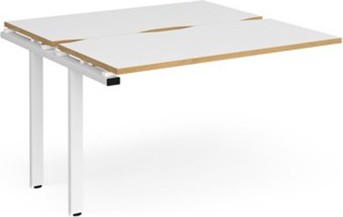 Office Monster | Adapt Bench Desk | Add On Rectangular Desk 1200mm With Sliding Tops | White/Oak Tops With White Frames | 1200mm Depth | Adapt Adapt Bench Desk | Add On Rectangular Desk 1200mm With Sliding Tops | White/Oak Tops With White Frames | 1200mm Depth | Adapt