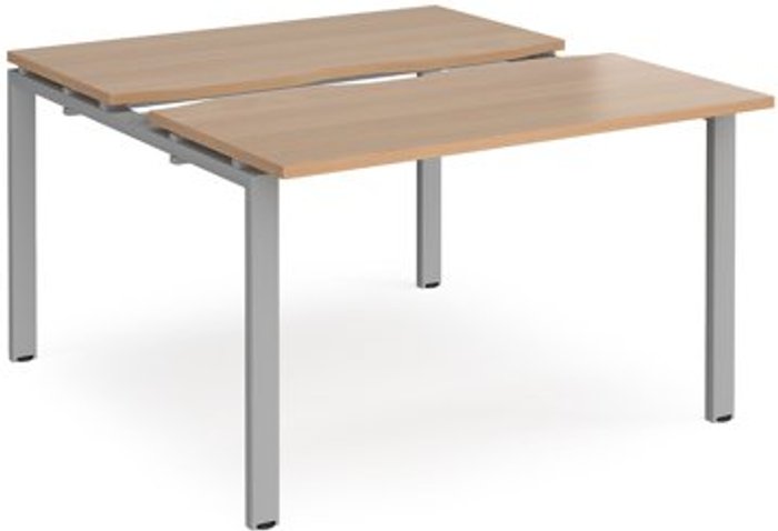 Office Monster | Adapt Bench Desk | 2 Person Rectangular Desks 1200mm With Sliding Tops | Beech Tops With Silver Frames | 1200mm Depth | Adapt Adapt Bench Desk | 2 Person Rectangular Desks 1200mm With Sliding Tops | Beech Tops With Silver Frames | 1200mm Depth | Adapt