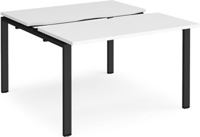 Office Monster | Adapt Bench Desk | 2 Person Starter Rectangular Desks 1200mm With Sliding Tops | White Tops With Black Frames | 1200mm Depth | Adapt Adapt Bench Desk | 2 Person Starter Rectangular Desks 1200mm With Sliding Tops | White Tops With Black Frames | 1200mm Depth | Adapt