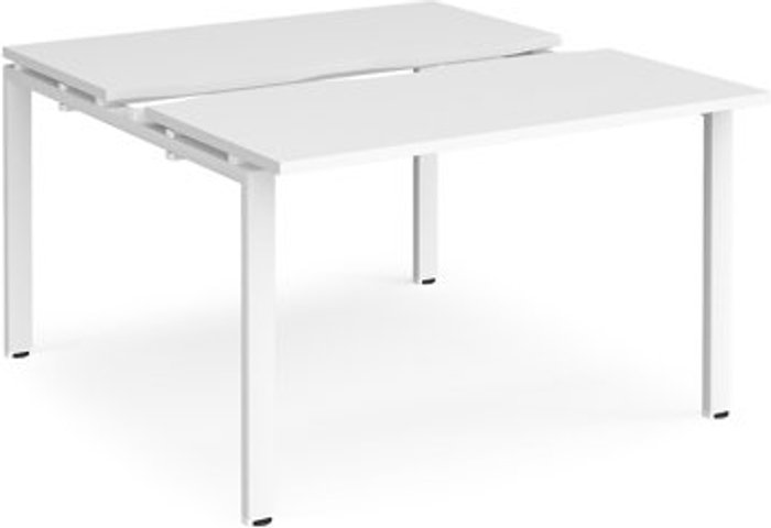 Office Monster | Adapt Bench Desk | 2 Person Starter Rectangular Desks 1200mm With Sliding Tops | White Tops With White Frames | 1200mm Depth | Adapt Adapt Bench Desk | 2 Person Starter Rectangular Desks 1200mm With Sliding Tops | White Tops With White Frames | 1200mm Depth | Adapt