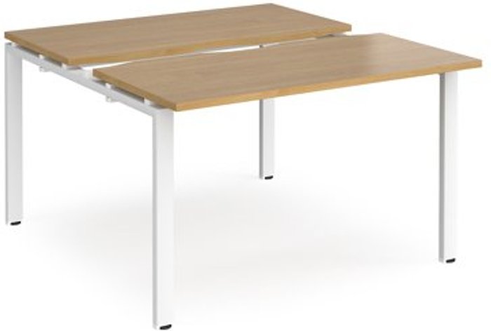 Office Monster | Adapt Bench Desk | 2 Person Rectangular Desks 1200mm With Sliding Tops | Oak Tops With White Frames | 1200mm Depth | Adapt Adapt Bench Desk | 2 Person Rectangular Desks 1200mm With Sliding Tops | Oak Tops With White Frames | 1200mm Depth | Adapt