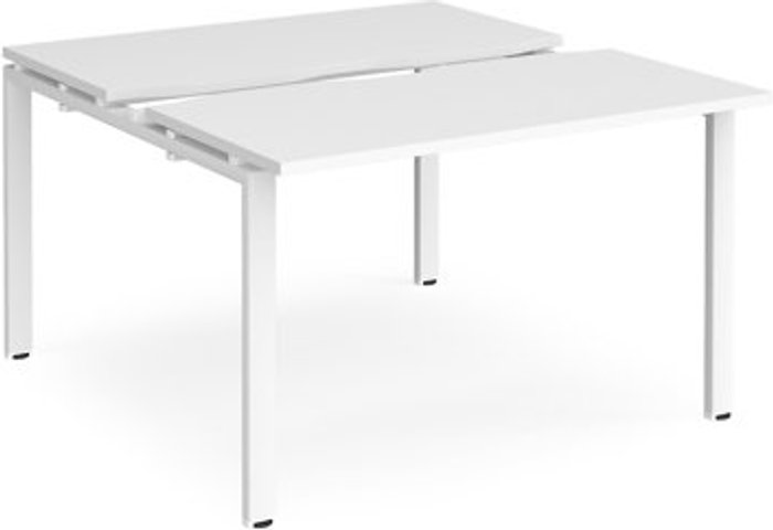 Office Monster | Adapt Bench Desk | 2 Person Rectangular Desks 1200mm With Sliding Tops | White Tops With White Frames | 1200mm Depth | Adapt Adapt Bench Desk | 2 Person Rectangular Desks 1200mm With Sliding Tops | White Tops With White Frames | 1200mm Depth | Adapt