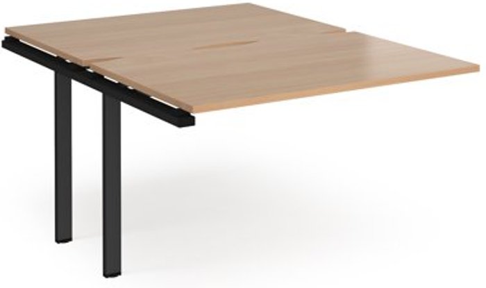 Office Monster | Adapt Bench Desk | Add On Rectangular Desk 1200mm With Sliding Tops | Beech Tops With Black Frames | 1600mm Depth | Adapt Adapt Bench Desk | Add On Rectangular Desk 1200mm With Sliding Tops | Beech Tops With Black Frames | 1600mm Depth | Adapt