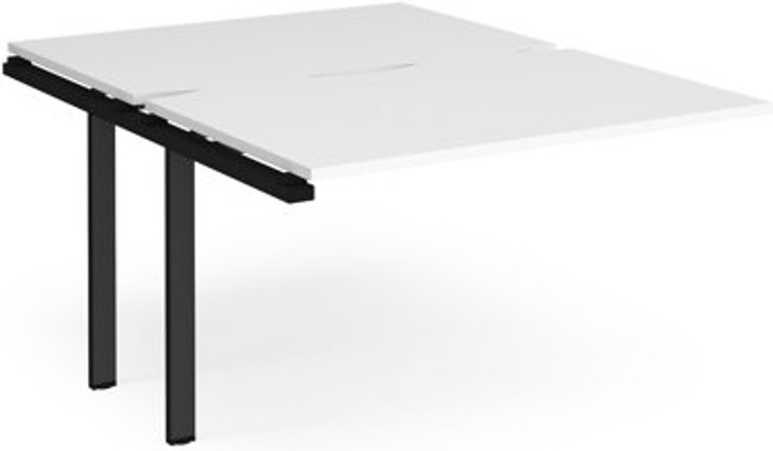 Office Monster | Adapt Bench Desk | Add On Rectangular Desk 1200mm With Sliding Tops | White Tops With Black Frames | 1600mm Depth | Adapt Adapt Bench Desk | Add On Rectangular Desk 1200mm With Sliding Tops | White Tops With Black Frames | 1600mm Depth | Adapt