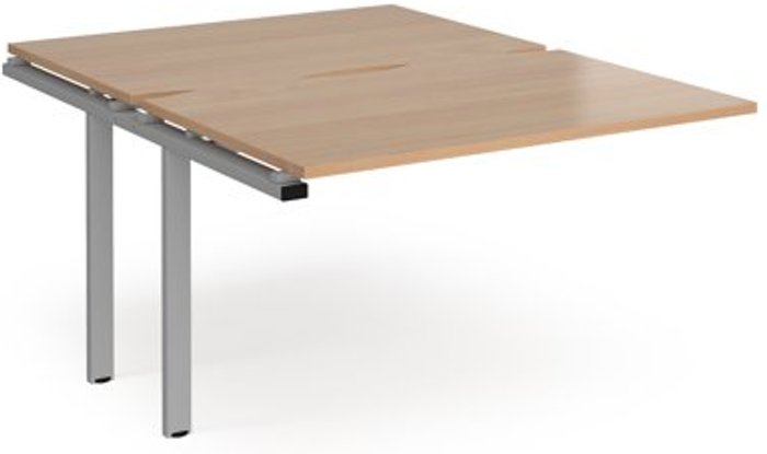 Office Monster | Adapt Bench Desk | Add On Rectangular Desk 1200mm With Sliding Tops | Beech Tops With Silver Frames | 1600mm Depth | Adapt Adapt Bench Desk | Add On Rectangular Desk 1200mm With Sliding Tops | Beech Tops With Silver Frames | 1600mm Depth | Adapt