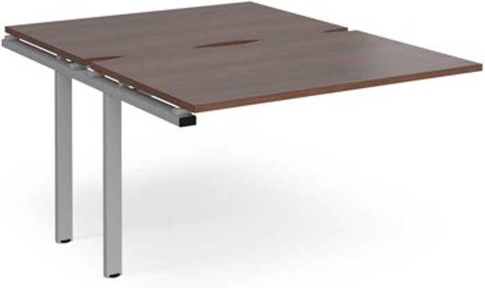Office Monster | Adapt Bench Desk | Add On Rectangular Desk 1200mm With Sliding Tops | Walnut Tops With Silver Frames | 1600mm Depth | Adapt Adapt Bench Desk | Add On Rectangular Desk 1200mm With Sliding Tops | Walnut Tops With Silver Frames | 1600mm Depth | Adapt