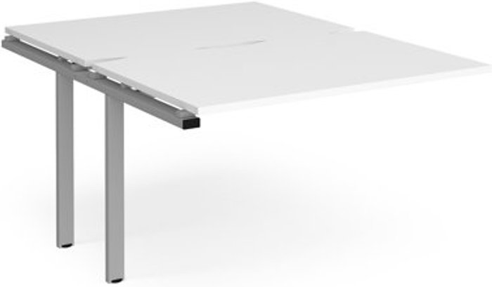 Office Monster | Adapt Bench Desk | Add On Rectangular Desk 1200mm With Sliding Tops | White Tops With Silver Frames | 1600mm Depth | Adapt Adapt Bench Desk | Add On Rectangular Desk 1200mm With Sliding Tops | White Tops With Silver Frames | 1600mm Depth | Adapt