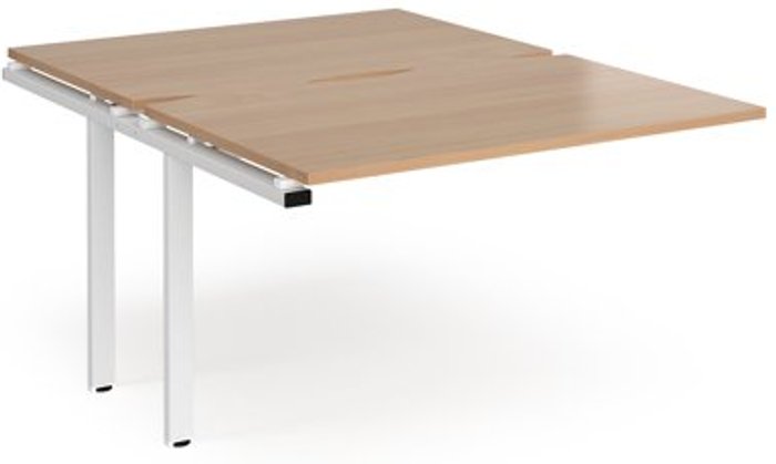 Office Monster | Adapt Bench Desk | Add On Rectangular Desk 1200mm With Sliding Tops | Beech Tops With White Frames | 1600mm Depth | Adapt Adapt Bench Desk | Add On Rectangular Desk 1200mm With Sliding Tops | Beech Tops With White Frames | 1600mm Depth | Adapt