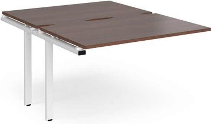 Office Monster | Adapt Bench Desk | Add On Rectangular Desk 1200mm With Sliding Tops | Walnut Tops With White Frames | 1600mm Depth | Adapt Adapt Bench Desk | Add On Rectangular Desk 1200mm With Sliding Tops | Walnut Tops With White Frames | 1600mm Depth | Adapt