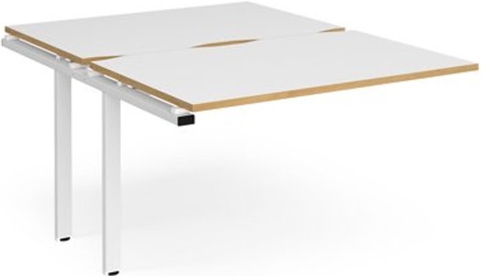 Office Monster | Adapt Bench Desk | Add On Rectangular Desk 1200mm With Sliding Tops | White/Oak Tops With White Frames | 1600mm Depth | Adapt Adapt Bench Desk | Add On Rectangular Desk 1200mm With Sliding Tops | White/Oak Tops With White Frames | 1600mm Depth | Adapt