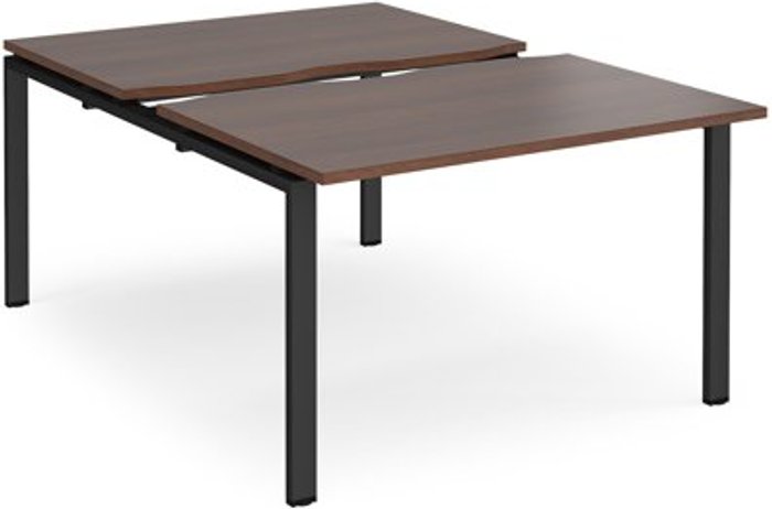 Office Monster | Adapt Bench Desk | 2 Person Rectangular Desks 1200mm With Sliding Tops | Walnut Tops With Black Frames | 1600mm Depth | Adapt Adapt Bench Desk | 2 Person Rectangular Desks 1200mm With Sliding Tops | Walnut Tops With Black Frames | 1600mm Depth | Adapt