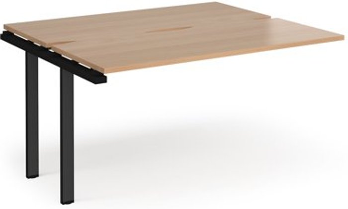 Office Monster | Adapt Bench Desk | Add On Rectangular Desk 1400mm With Sliding Tops | Beech Tops With Black Frames | 1200mm Depth | Adapt Adapt Bench Desk | Add On Rectangular Desk 1400mm With Sliding Tops | Beech Tops With Black Frames | 1200mm Depth | Adapt
