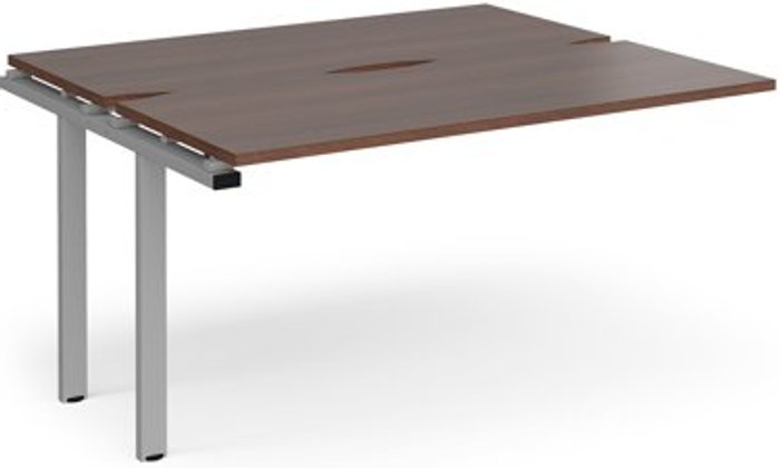 Office Monster | Adapt Bench Desk | Add On Rectangular Desk 1400mm With Sliding Tops | Walnut Tops With Silver Frames | 1200mm Depth | Adapt Adapt Bench Desk | Add On Rectangular Desk 1400mm With Sliding Tops | Walnut Tops With Silver Frames | 1200mm Depth | Adapt