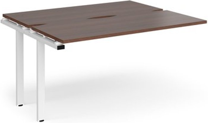 Office Monster | Adapt Bench Desk | Add On Rectangular Desk 1400mm With Sliding Tops | Walnut Tops With White Frames | 1200mm Depth | Adapt Adapt Bench Desk | Add On Rectangular Desk 1400mm With Sliding Tops | Walnut Tops With White Frames | 1200mm Depth | Adapt