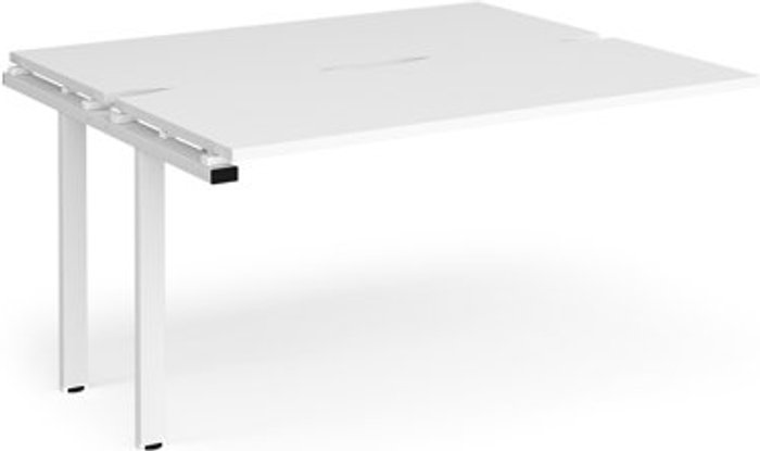 Office Monster | Adapt Bench Desk | Add On Rectangular Desk 1400mm With Sliding Tops | White Tops With White Frames | 1200mm Depth | Adapt Adapt Bench Desk | Add On Rectangular Desk 1400mm With Sliding Tops | White Tops With White Frames | 1200mm Depth | Adapt