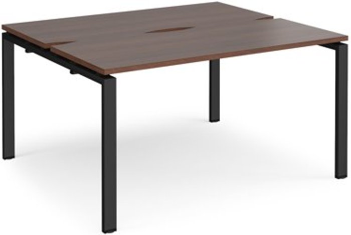 Office Monster | Adapt Bench Desk | 2 Person Rectangular Desks 1400mm With Sliding Tops | Walnut Tops With Black Frames | 1200mm Depth | Adapt Adapt Bench Desk | 2 Person Rectangular Desks 1400mm With Sliding Tops | Walnut Tops With Black Frames | 1200mm Depth | Adapt