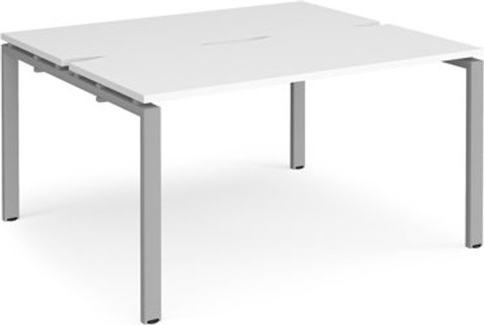 Office Monster | Adapt Bench Desk | 2 Person Rectangular Desks 1400mm With Sliding Tops | White Tops With Silver Frames | 1200mm Depth | Adapt Adapt Bench Desk | 2 Person Rectangular Desks 1400mm With Sliding Tops | White Tops With Silver Frames | 1200mm Depth | Adapt