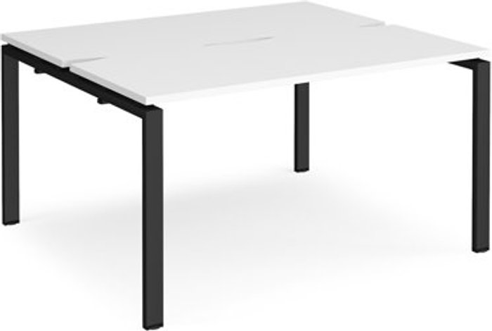 Office Monster | Adapt Bench Desk | 2 Person Starter Rectangular Desks 1400mm With Sliding Tops | White Tops With Black Frames | 1200mm Depth | Adapt Adapt Bench Desk | 2 Person Starter Rectangular Desks 1400mm With Sliding Tops | White Tops With Black Frames | 1200mm Depth | Adapt