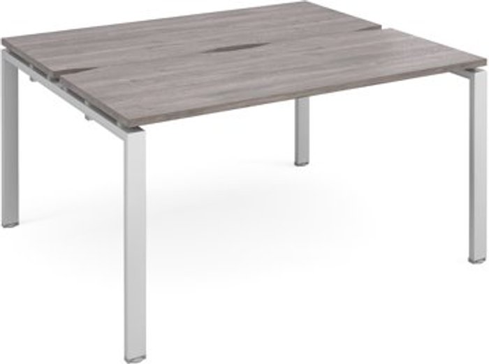 Office Monster | Adapt Adapt sliding top starter units back to back 1400mm x 1200mm - silver frame, grey oak top Adapt Adapt sliding top starter units back to back 1400mm x 1200mm - silver frame, grey oak top
