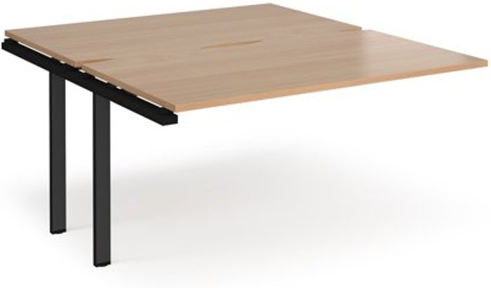 Office Monster | Adapt Bench Desk | Add On Rectangular Desk 1400mm With Sliding Tops | Beech Tops With Black Frames | 1600mm Depth | Adapt Adapt Bench Desk | Add On Rectangular Desk 1400mm With Sliding Tops | Beech Tops With Black Frames | 1600mm Depth | Adapt