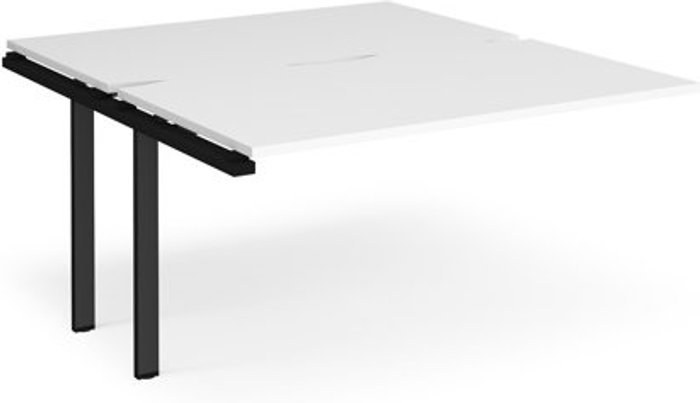 Office Monster | Adapt Bench Desk | Add On Rectangular Desk 1400mm With Sliding Tops | White Tops With Black Frames | 1600mm Depth | Adapt Adapt Bench Desk | Add On Rectangular Desk 1400mm With Sliding Tops | White Tops With Black Frames | 1600mm Depth | Adapt