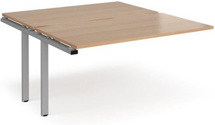 Office Monster | Adapt Bench Desk | Add On Rectangular Desk 1400mm With Sliding Tops | Beech Tops With Silver Frames | 1600mm Depth | Adapt Adapt Bench Desk | Add On Rectangular Desk 1400mm With Sliding Tops | Beech Tops With Silver Frames | 1600mm Depth | Adapt
