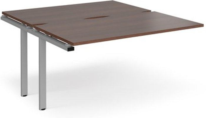 Office Monster | Adapt Bench Desk | Add On Rectangular Desk 1400mm With Sliding Tops | Walnut Tops With Silver Frames | 1600mm Depth | Adapt Adapt Bench Desk | Add On Rectangular Desk 1400mm With Sliding Tops | Walnut Tops With Silver Frames | 1600mm Depth | Adapt