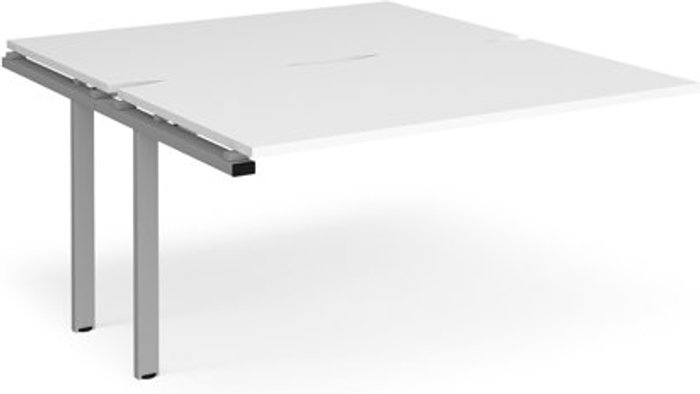 Office Monster | Adapt Bench Desk | Add On Rectangular Desk 1400mm With Sliding Tops | White Tops With Silver Frames | 1600mm Depth | Adapt Adapt Bench Desk | Add On Rectangular Desk 1400mm With Sliding Tops | White Tops With Silver Frames | 1600mm Depth | Adapt