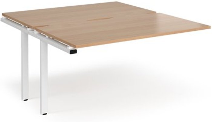 Office Monster | Adapt Bench Desk | Add On Rectangular Desk 1400mm With Sliding Tops | Beech Tops With White Frames | 1600mm Depth | Adapt Adapt Bench Desk | Add On Rectangular Desk 1400mm With Sliding Tops | Beech Tops With White Frames | 1600mm Depth | Adapt