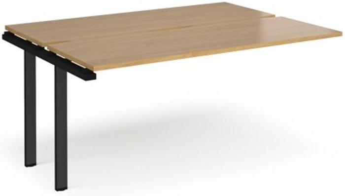 Office Monster | Adapt Bench Desk | Add On Rectangular Desk 1600mm With Sliding Tops | Oak Tops With Black Frames | 1200mm Depth | Adapt Adapt Bench Desk | Add On Rectangular Desk 1600mm With Sliding Tops | Oak Tops With Black Frames | 1200mm Depth | Adapt