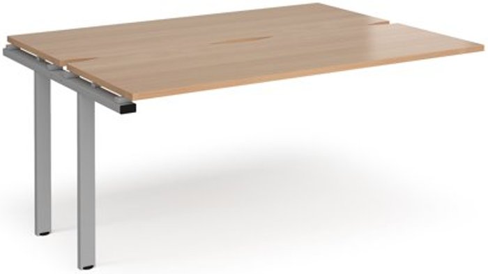 Office Monster | Adapt Bench Desk | Add On Rectangular Desk 1600mm With Sliding Tops | Beech Tops With Silver Frames | 1200mm Depth | Adapt Adapt Bench Desk | Add On Rectangular Desk 1600mm With Sliding Tops | Beech Tops With Silver Frames | 1200mm Depth | Adapt