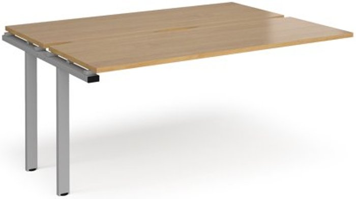Office Monster | Adapt Bench Desk | Add On Rectangular Desk 1600mm With Sliding Tops | Oak Tops With Silver Frames | 1200mm Depth | Adapt Adapt Bench Desk | Add On Rectangular Desk 1600mm With Sliding Tops | Oak Tops With Silver Frames | 1200mm Depth | Adapt